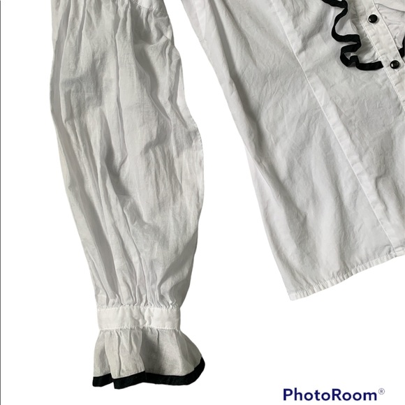 ❤️Oscar de la Renta white cotton blouse with beautiful ruffle detailing size 8❤️ - Picture 6 of 11